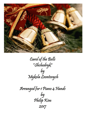 Book cover for Carol of the Bells "Shchedryk" for 1 piano 4 hands