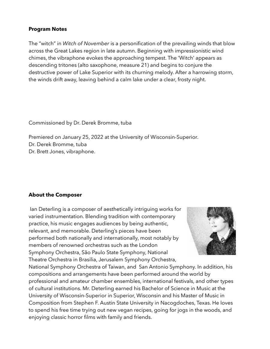 Witch of November (for alto saxophone and vibraphone) Alto Saxophone scores gallery preview page 4