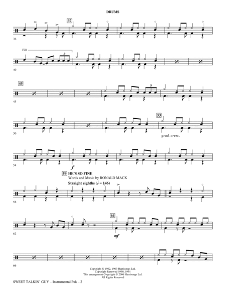 Sweet Talkin' Guy - Music Of The Chiffons (Medley) - Drums Choir scores gallery preview page 2