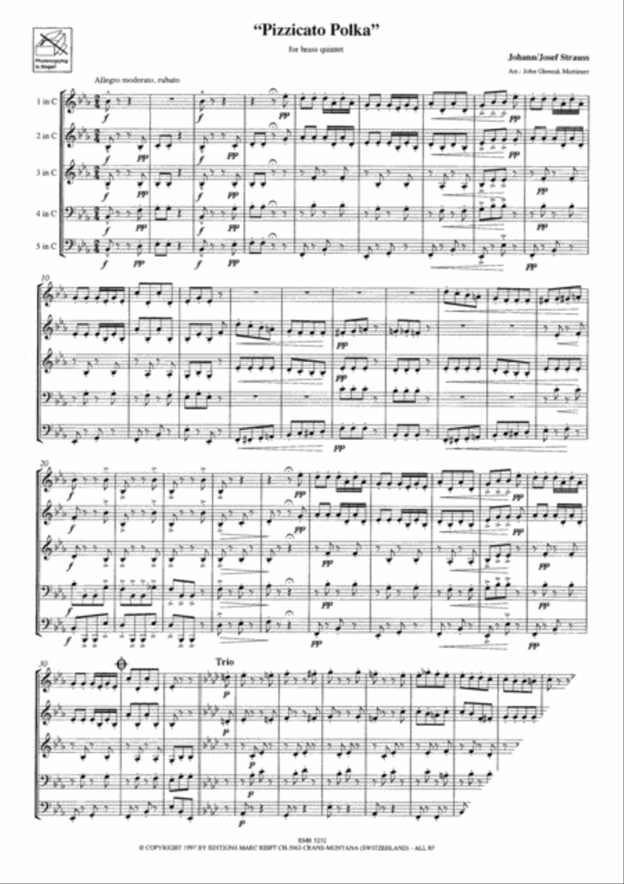 Pizzicato Polka Brass Quintet scores gallery preview page 3