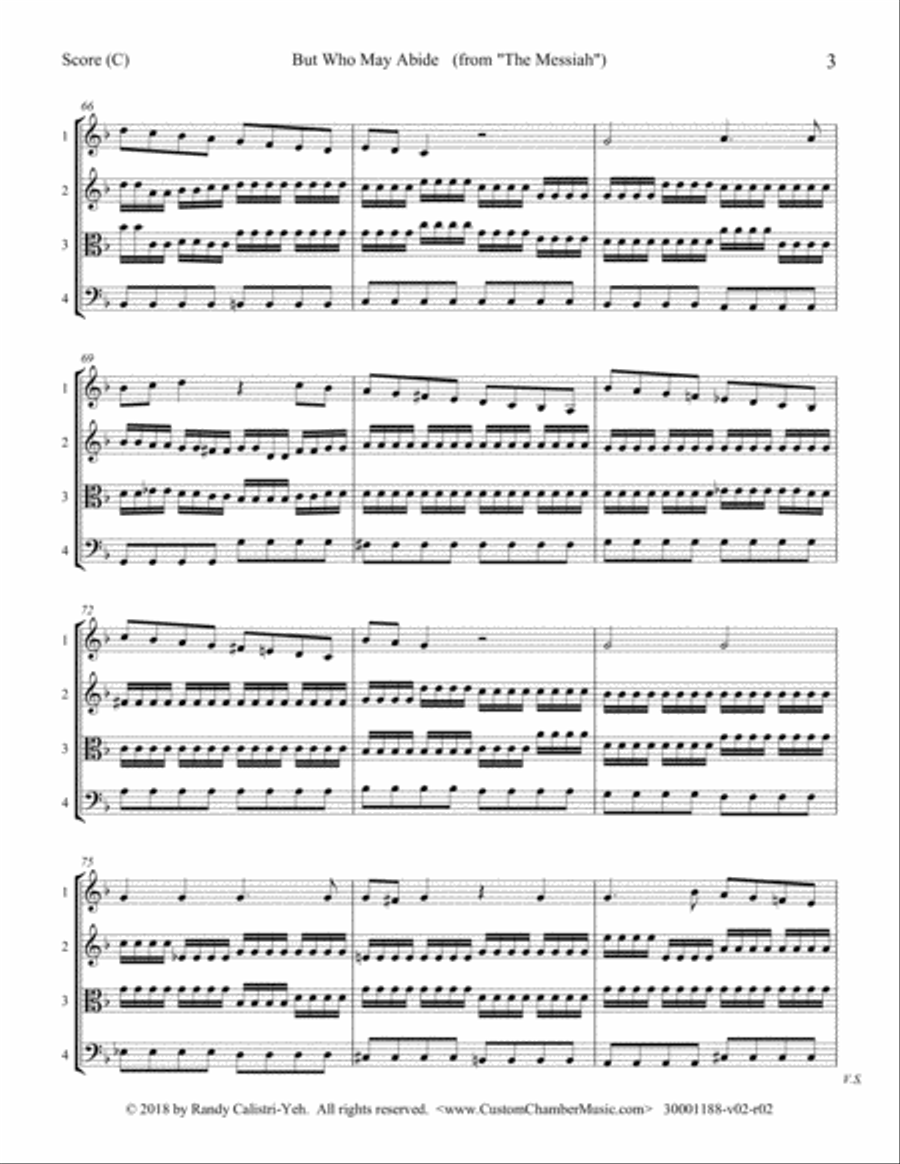 But Who May Abide - Handel Messiah (string duet, trio, or quartet) String Quartet scores gallery preview page 4