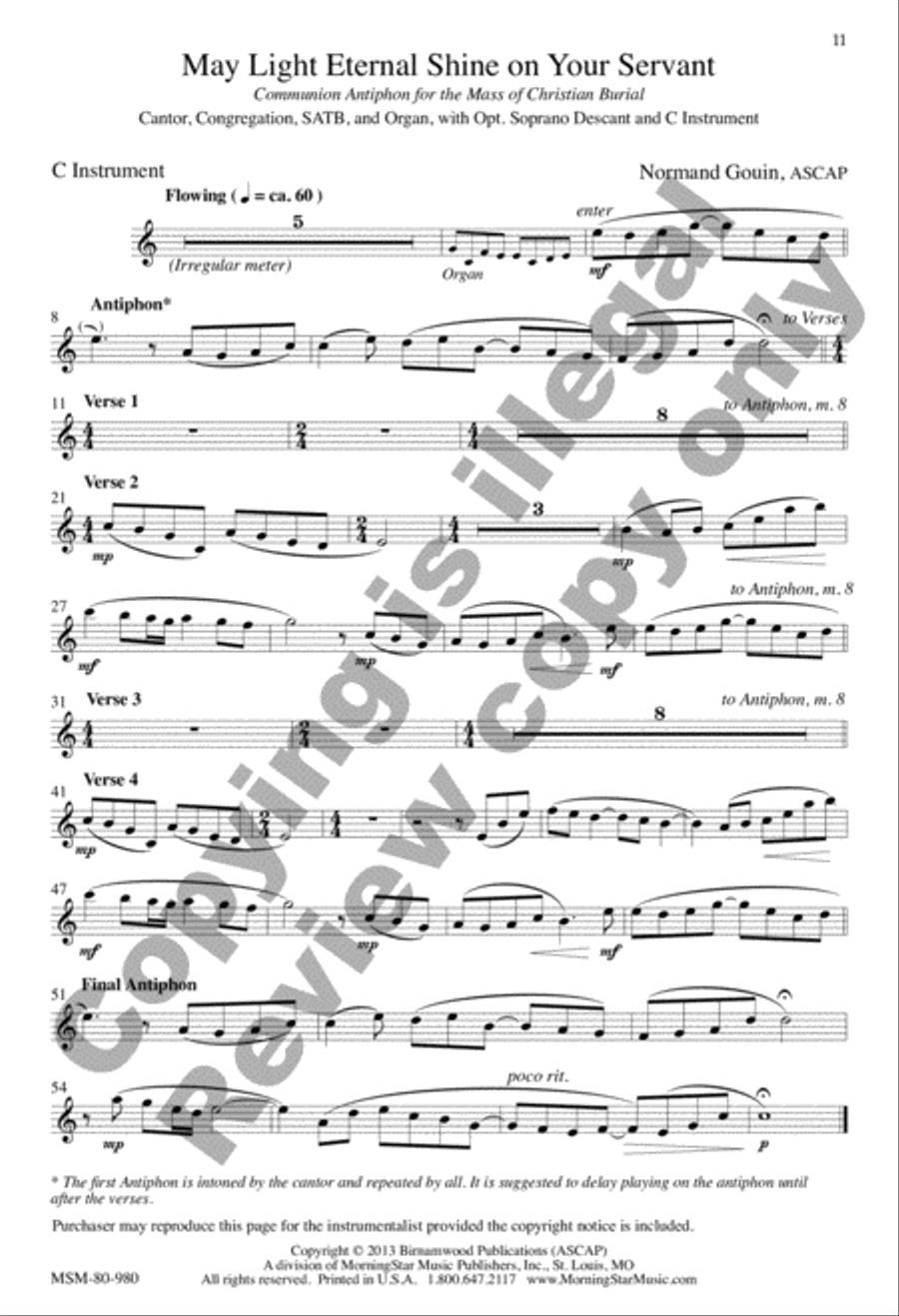May Light Eternal Shine on Your Servant: Communion Antiphon for the Mass of Christian Burial 4-Part scores gallery preview page 11