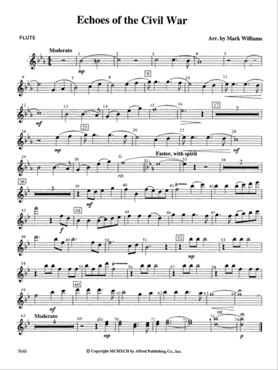 Echoes of the Civil War: Flute Concert Band scores gallery preview page 1