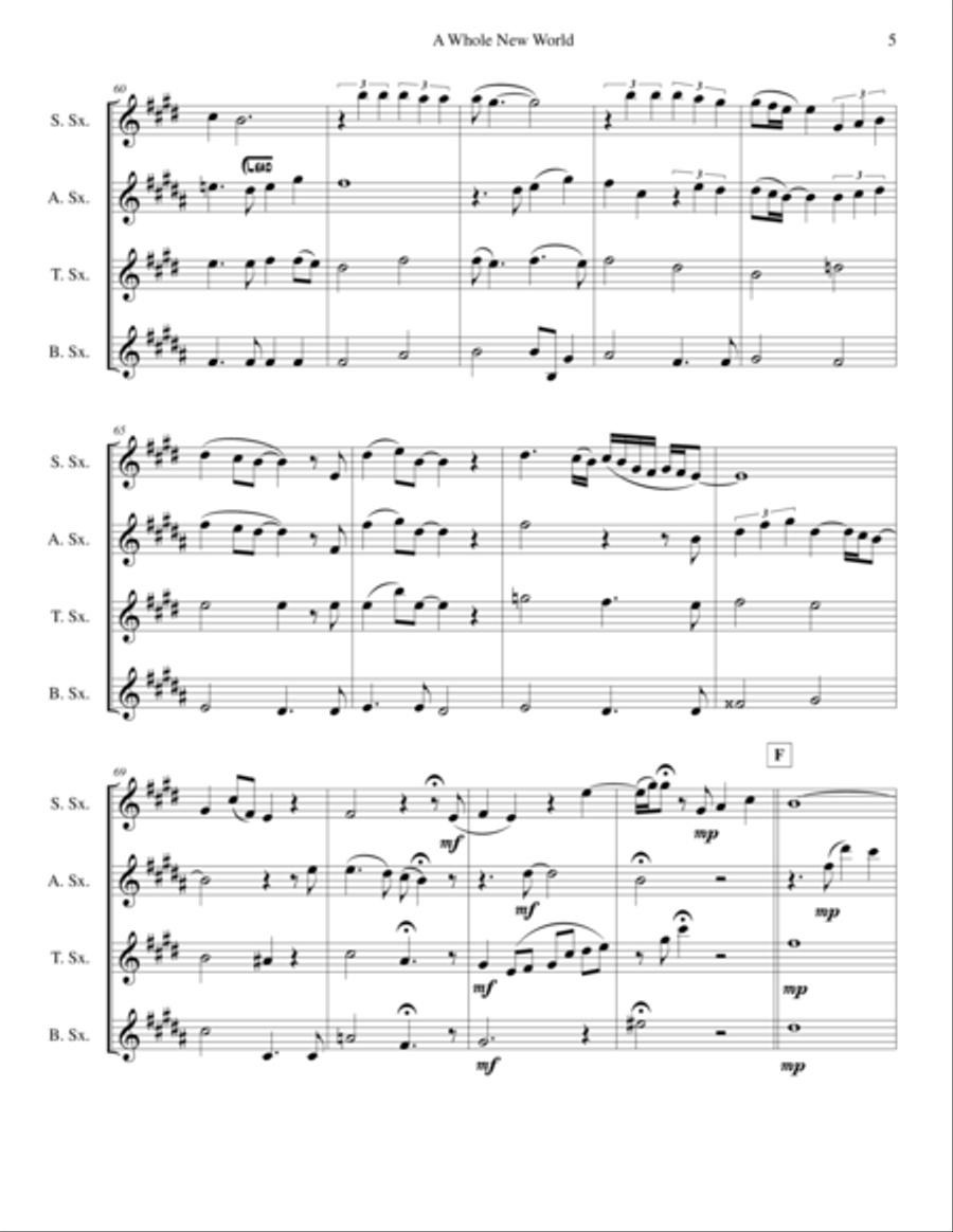 A Whole New World (from 'Aladdin') A Whole New World (from 'Aladdin') Woodwind Quartet scores gallery preview page 5