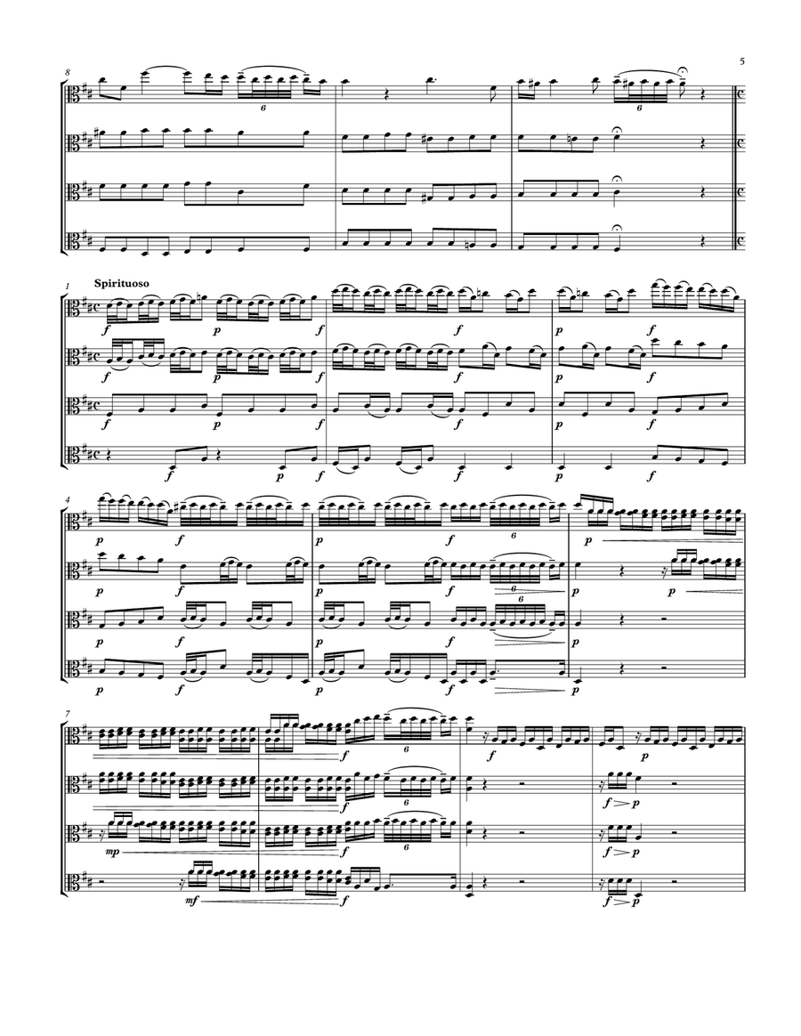 Concerto No. 4 in D Major for Four Violas Unaccompanied, TWV40:204 String Quartet scores gallery preview page 5
