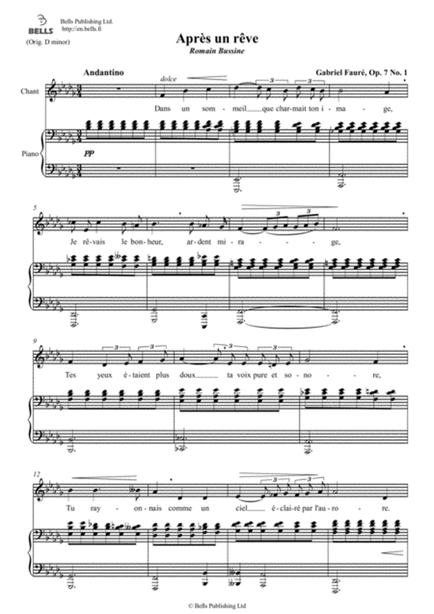Apres un reve, Op. 7 No. 1 (B minor)
