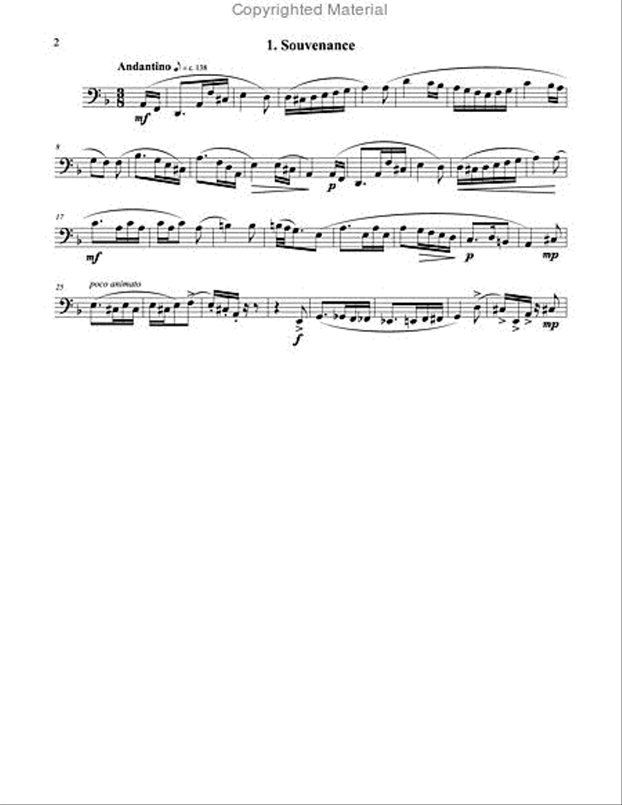 Six Romances Without Words, Op 76 for Tuba or Bass Trombone and Piano Bass Trombone scores gallery preview page 3