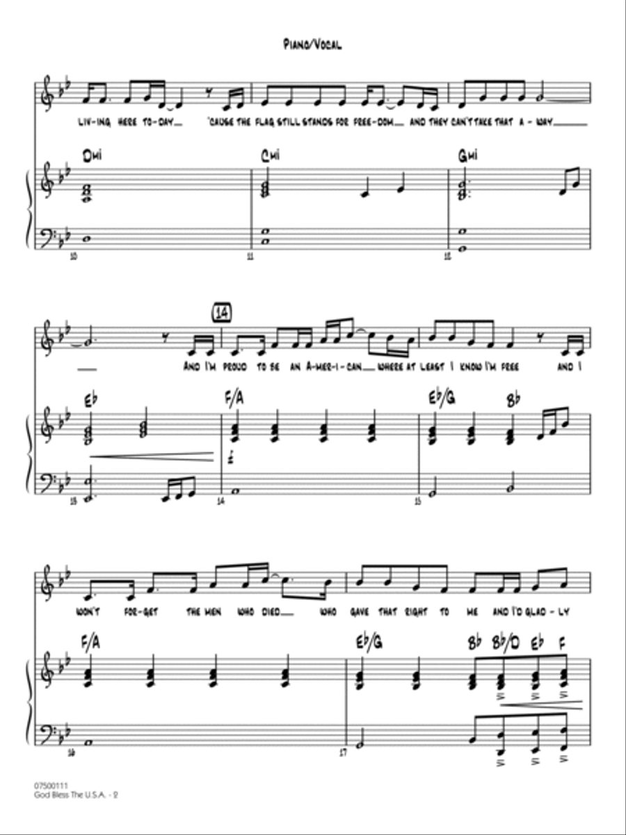 God Bless the U.S.A. (arr. Mark Taylor) - Piano/Vocal Jazz Ensemble scores gallery preview page 2