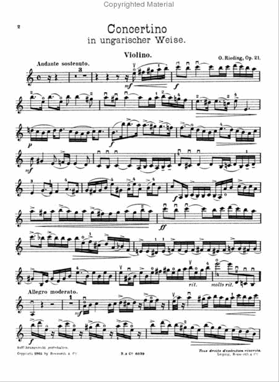Concertino in A Minor for Violin and Piano Op. 21 Violin Solo scores gallery preview page 3