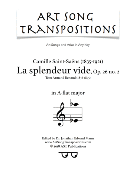 SAINT-SAËNS: La splendeur vide, Op. 26 no. 2 (transposed to A-flat major)