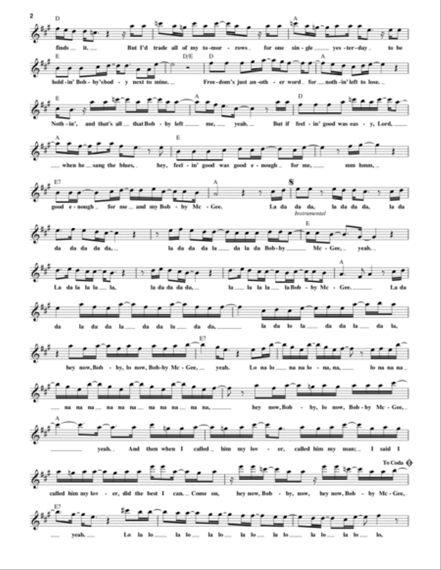 Me And Bobby McGee Piano scores gallery preview page 2