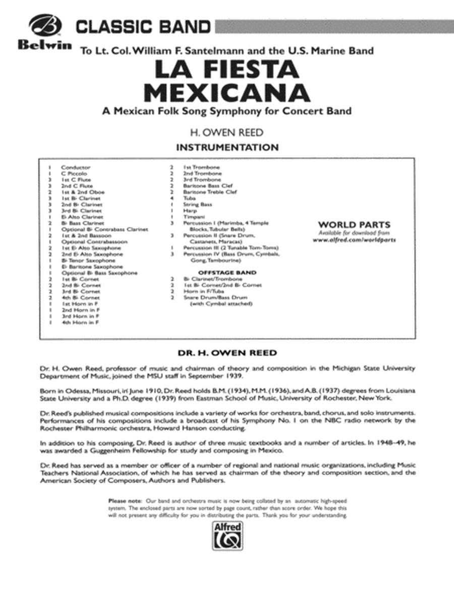 La Fiesta Mexicana (A Mexican Folk Song Symphony for Concert Band): Score