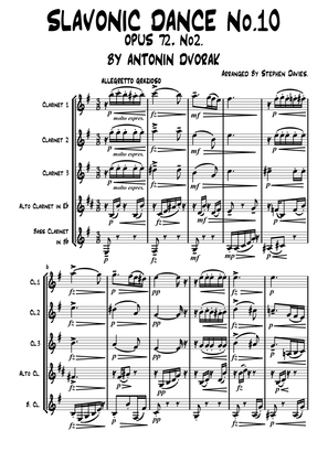 'Slavonic Dance No.10, Op.72' by Dvorak for Clarinet Quintet.