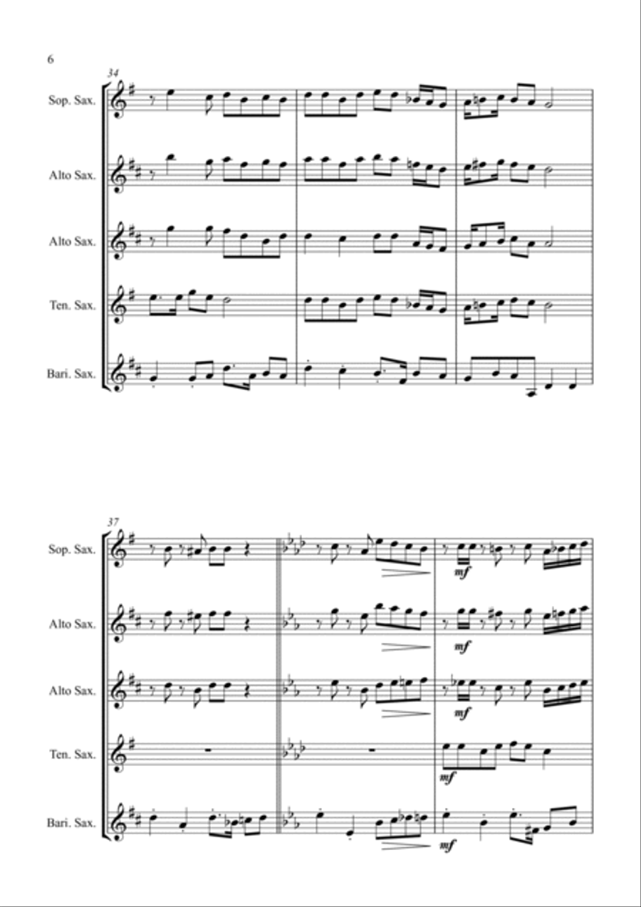Camptown Races - For Saxophone Quartet Saxophone Quartet scores gallery preview page 6