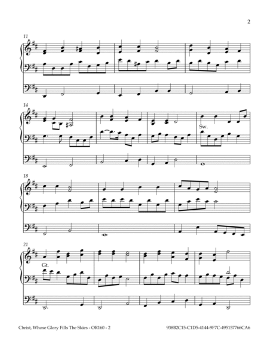 Christ, Whose Glory Fills The Skies Organ Solo scores gallery preview page 3
