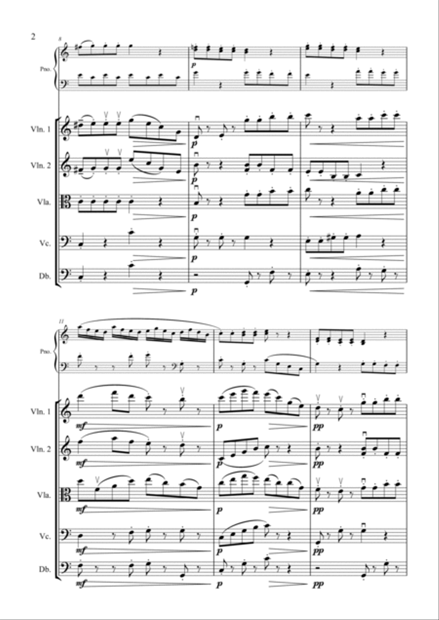 Clementi - Sonatina in C Op.36 No.3 1st Mvt - Piano & String Quartet/Orch Piano Quintet scores gallery preview page 2