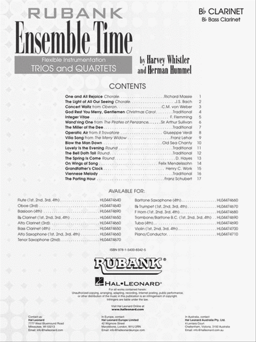 Ensemble Time - B Flat Clarinets (Bass Clarinet) Clarinet Trio scores gallery preview page 3