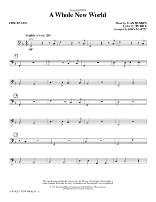 Book cover for A Whole New World (from Aladdin) (arr. John Leavitt) - Contrabass