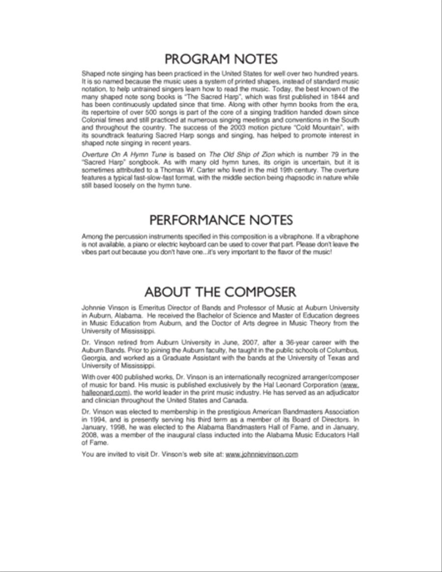 Overture on a Hymn Tune - Full Score Concert Band scores gallery preview page 2