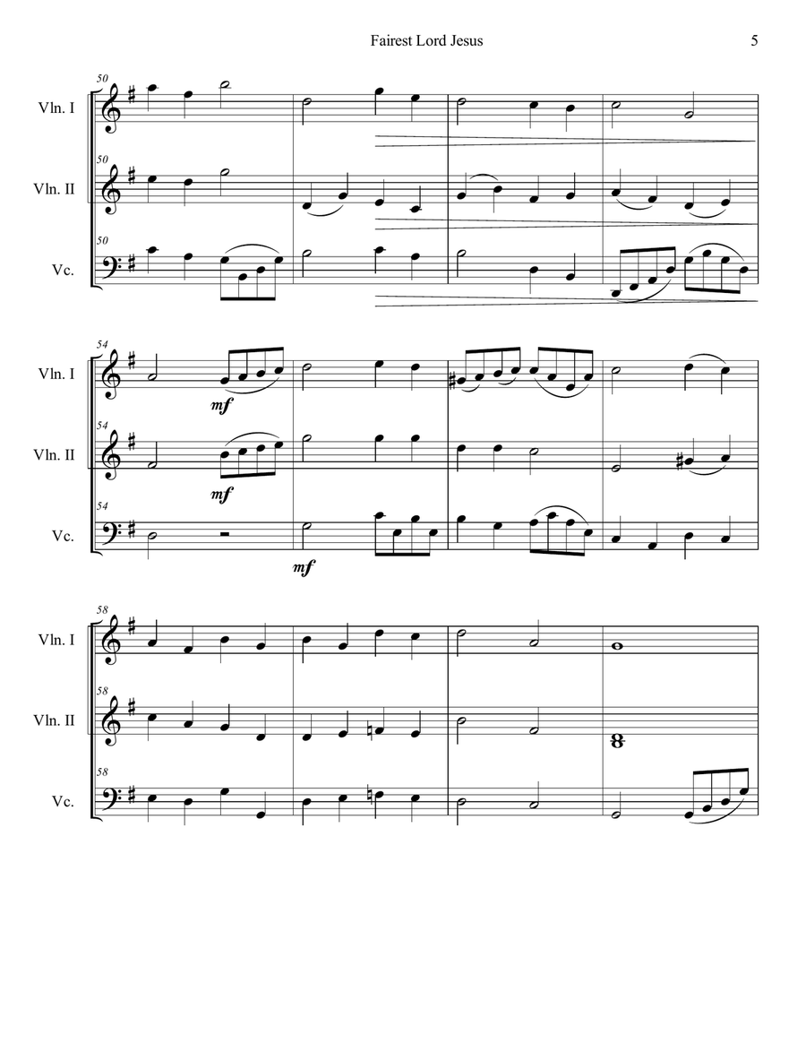 Fairest Lord Jesus String Trio scores gallery preview page 5
