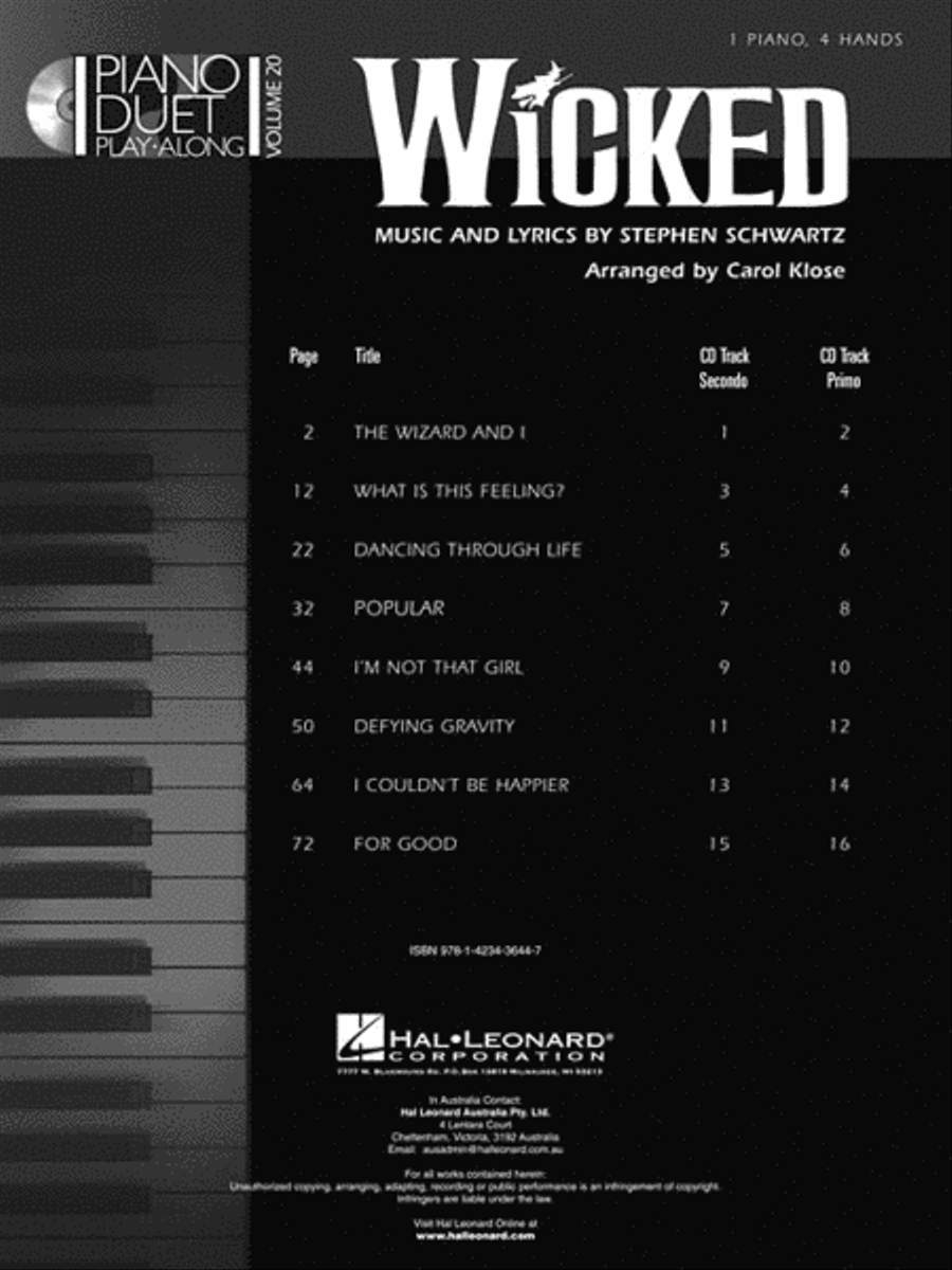 Wicked 1 Piano, 4-Hands scores gallery preview page 3