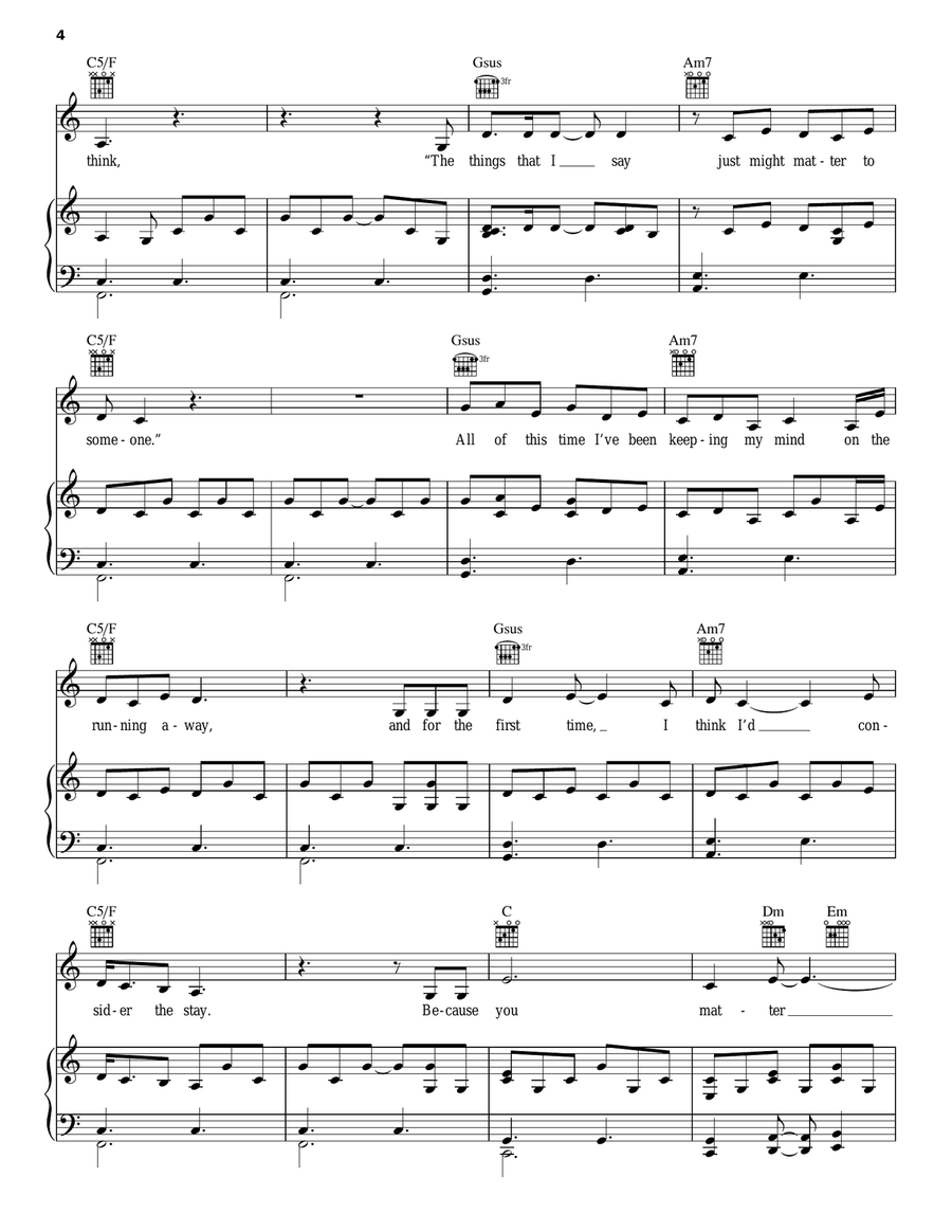 You Matter To Me (from Waitress The Musical) Piano, Vocal, Guitar scores gallery preview page 4