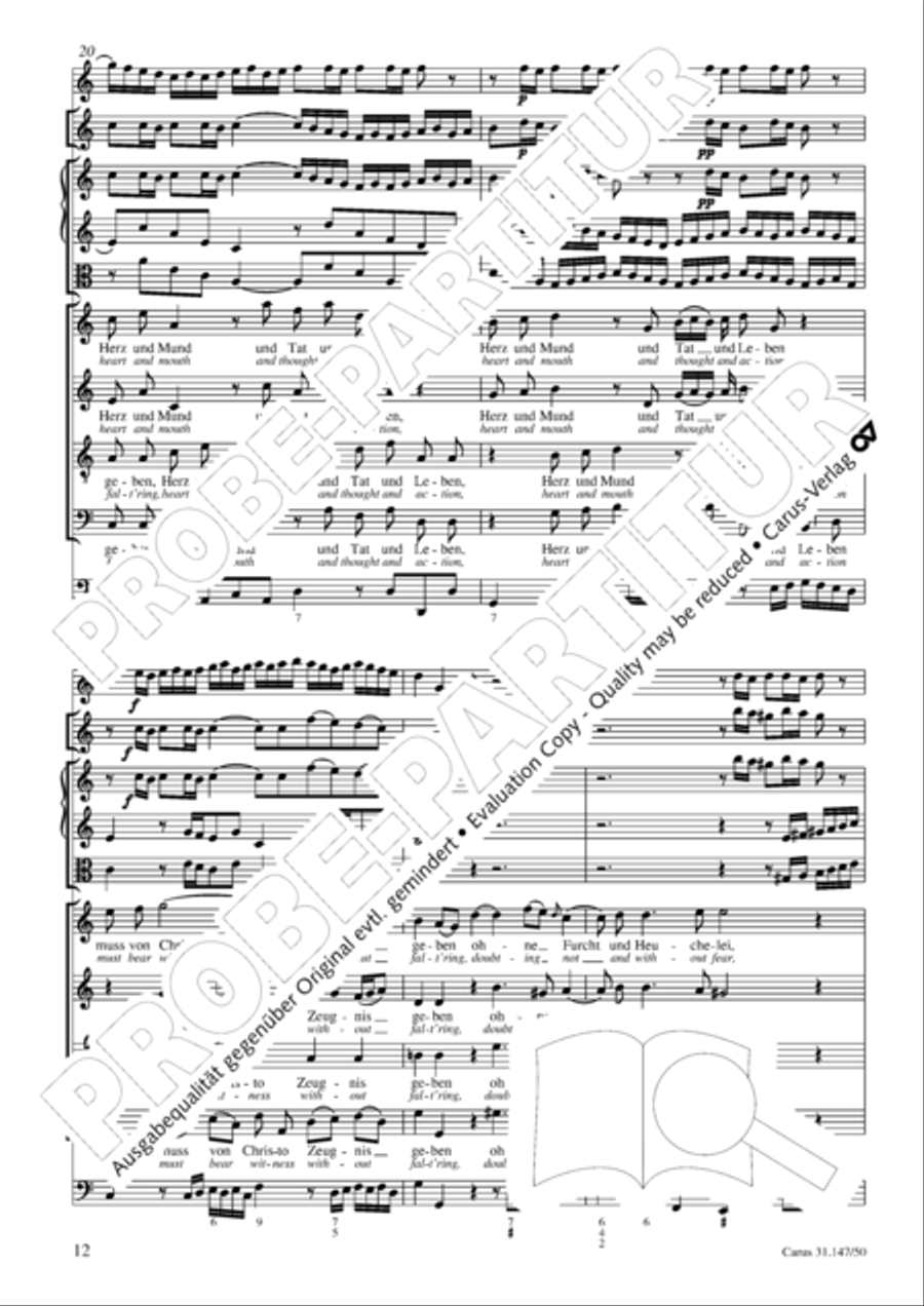 Heart and mouth and thought and action (Herz und Mund und Tat und Leben) (Herz und Mund und Tat und Leben) 4-Part scores gallery preview page 13