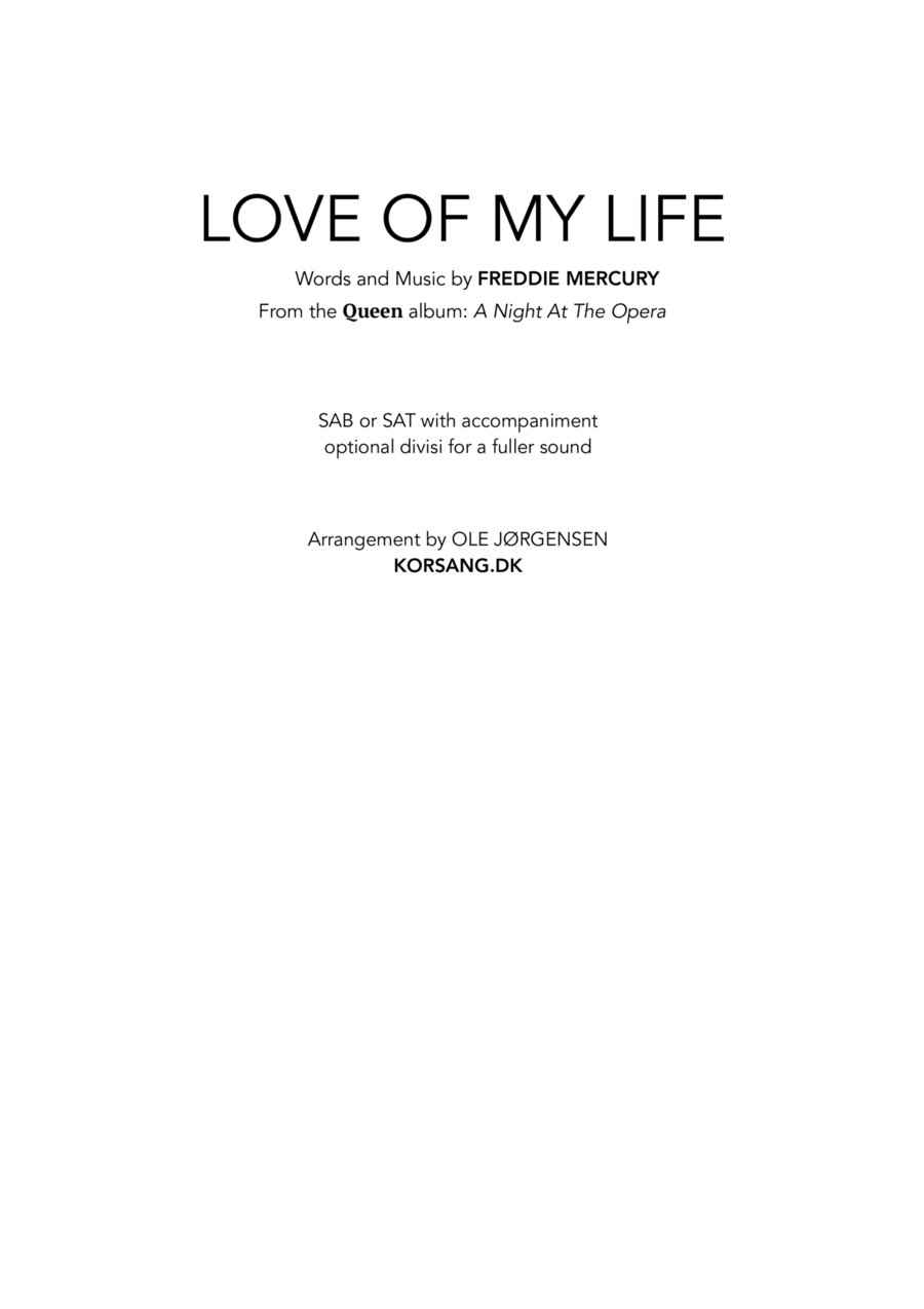 Love Of My Life 3-Part scores gallery preview page 1