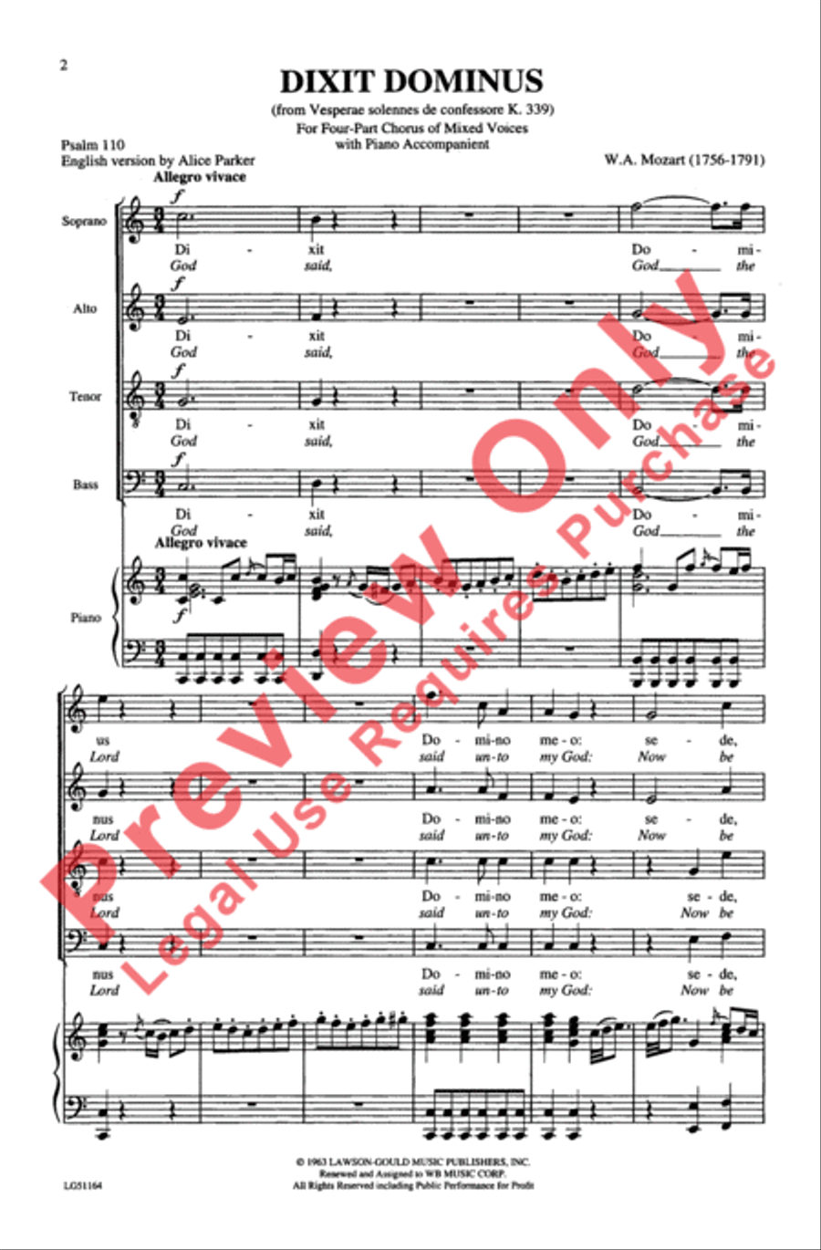 Dixit Dominus, K. 399 Dixit Dominus, K. 399 4-Part scores gallery preview page 2