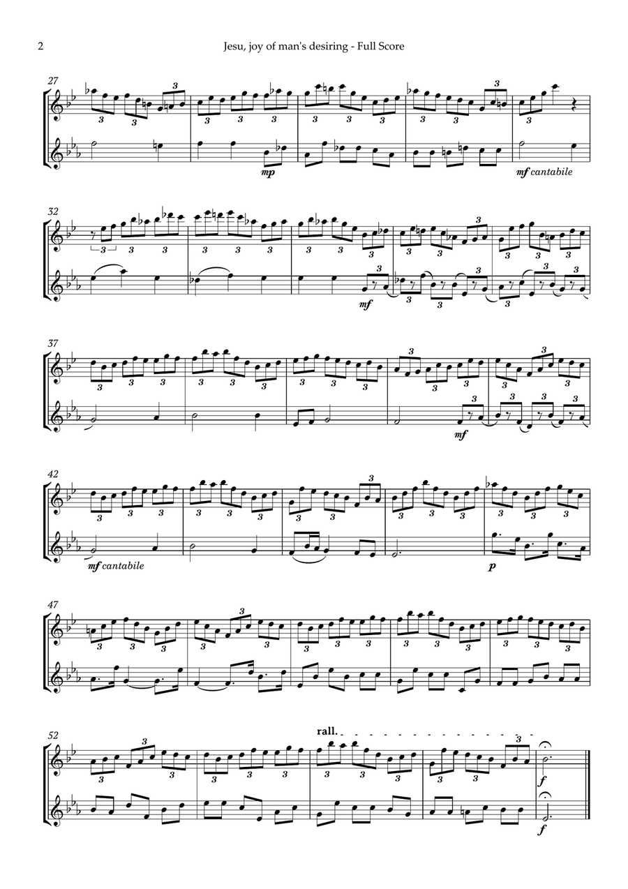 Jesu, joy of man's desiring by Bach for Saxophone Duet Woodwind Duet scores gallery preview page 3