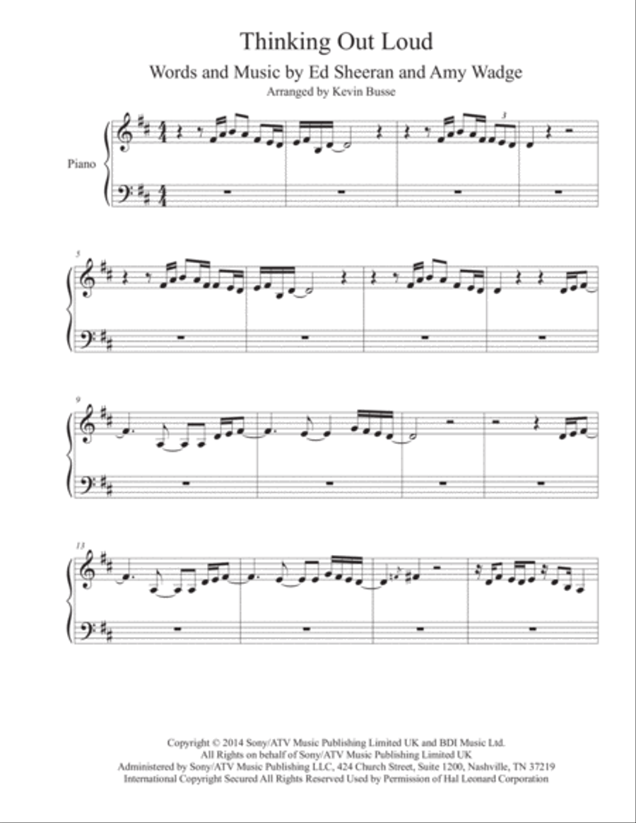 Thinking Out Loud Easy Piano scores gallery preview page 1