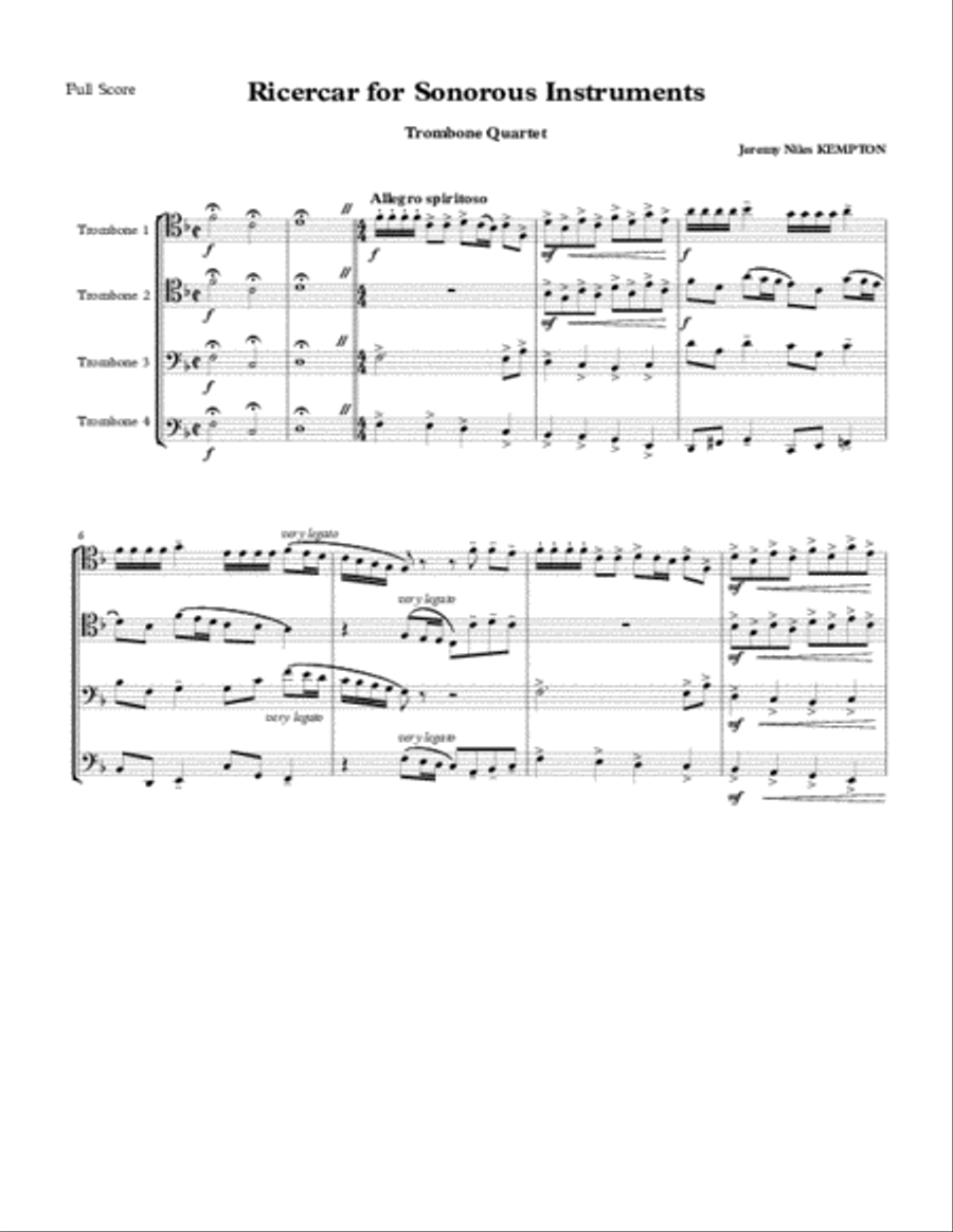 Ricercar for Sonorous Instruments - Trombone Quartet Trombone Quartet scores gallery preview page 2