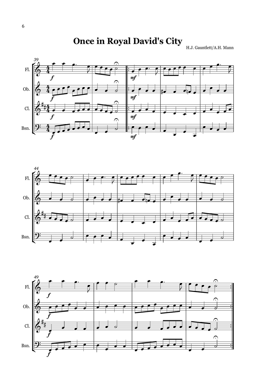 Christmas Carol Selection vol. 2 for wind quartet Woodwind Quartet scores gallery preview page 6