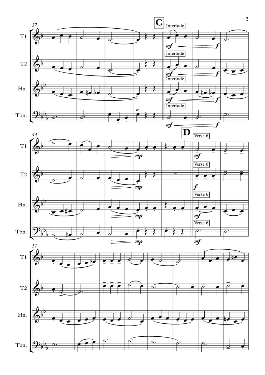 Eton Boating Song Brass Quartet scores gallery preview page 3
