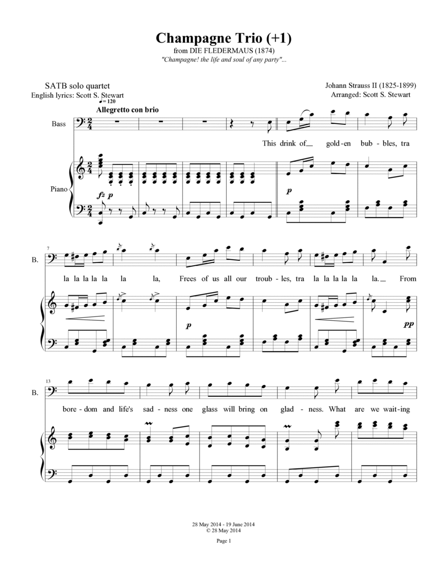 Champagne Trio (+1), Die Fledermaus School and Community scores gallery preview page 1