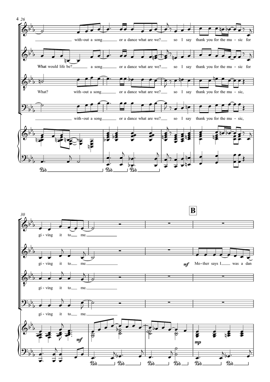 Thank You For The Music Thank You For The Music 4-Part scores gallery preview page 4