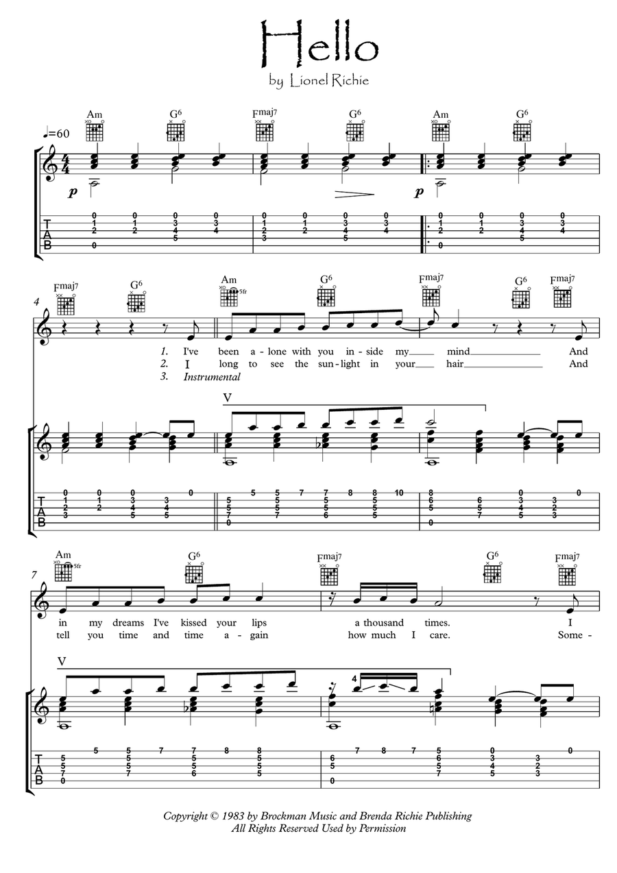 Hello Acoustic Guitar scores gallery preview page 1