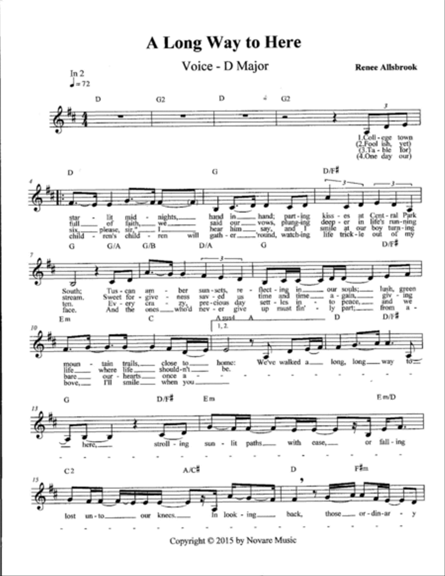 A Long Way to Here Piano, Vocal, Guitar scores gallery preview page 2