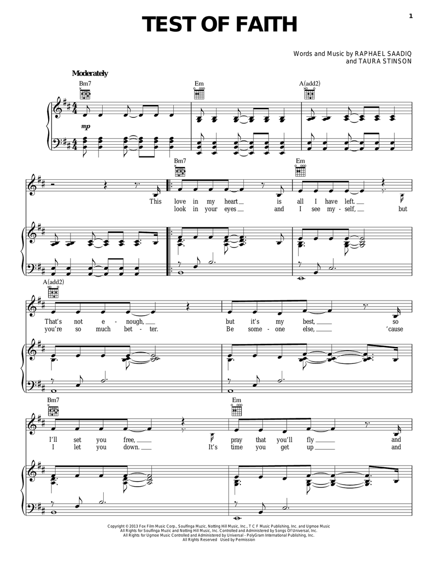Test Of Faith Guitar scores gallery preview page 1