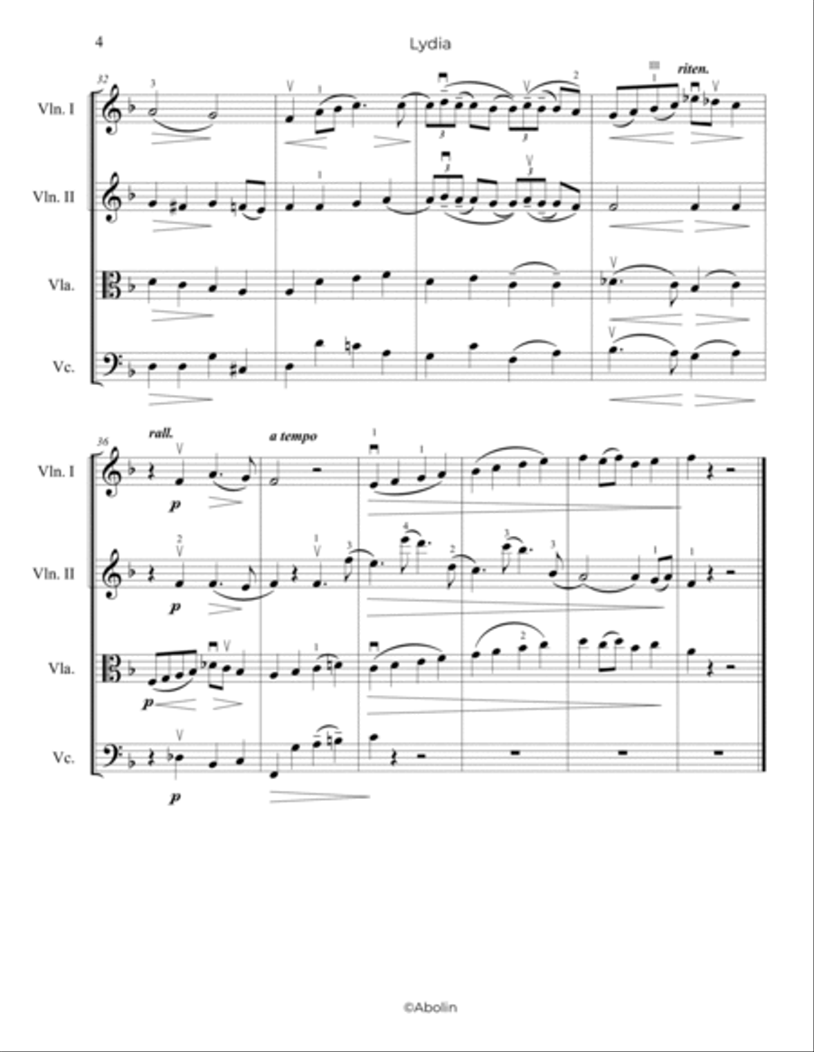 Fauré: Lydia, Op.4, No.2 - String Quartet