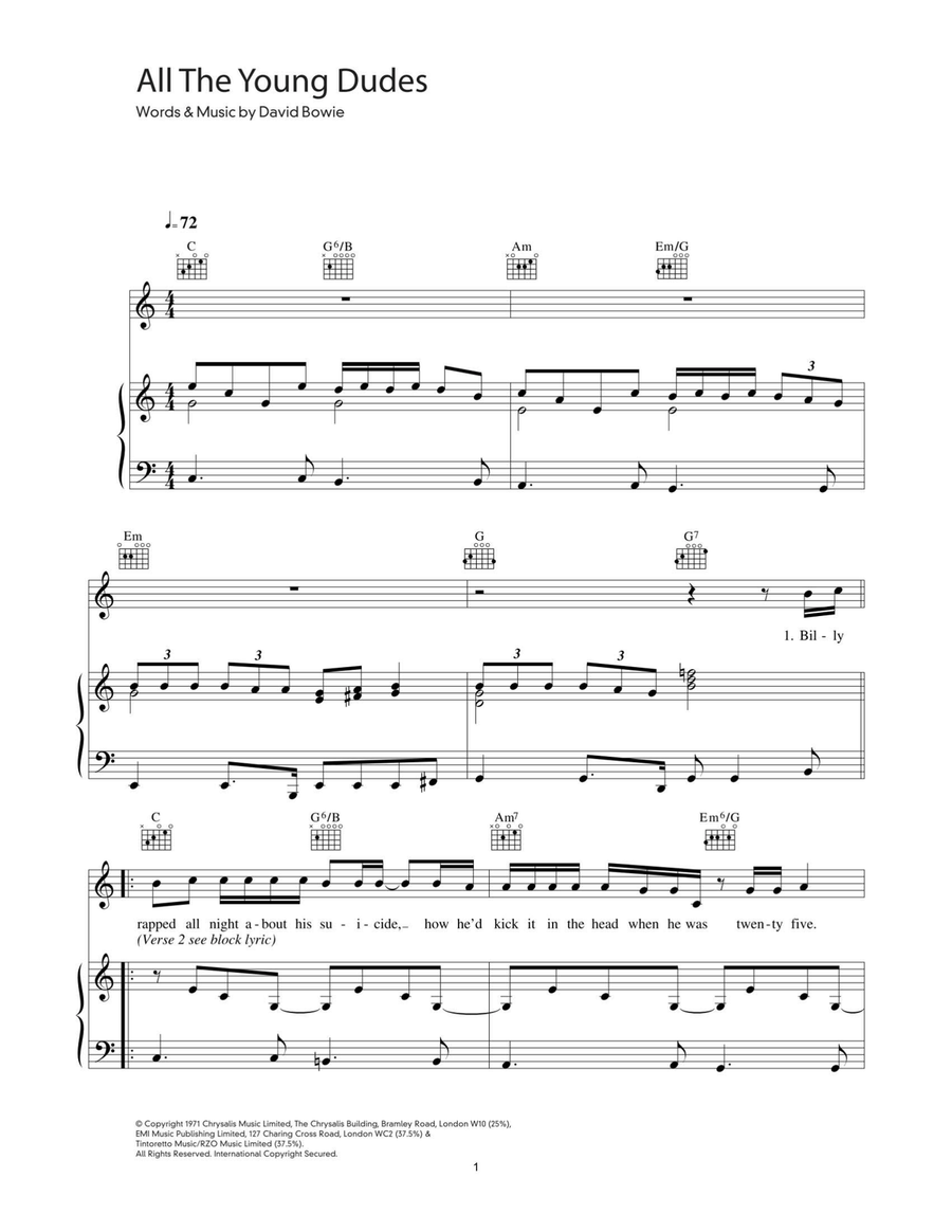 All The Young Dudes All The Young Dudes Acoustic Guitar scores gallery preview page 1