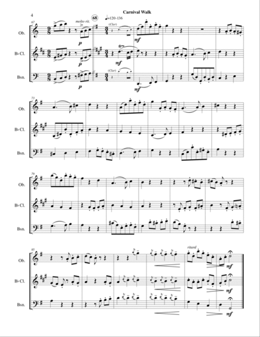 Carnival Walk (Ob-Cl-Bsn) Woodwind Trio scores gallery preview page 6