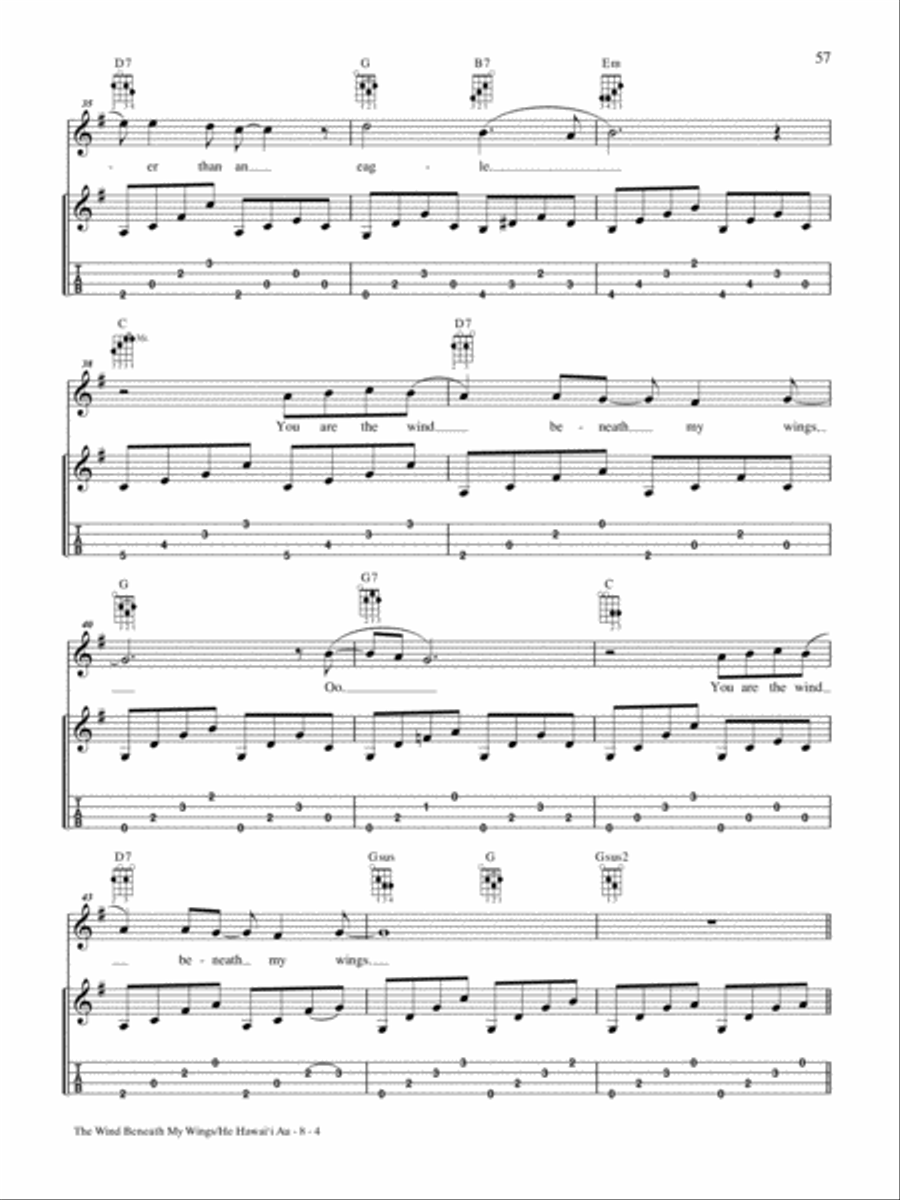 The Wind Beneath My Wings/He Hawai'i Au Ukulele scores gallery preview page 4