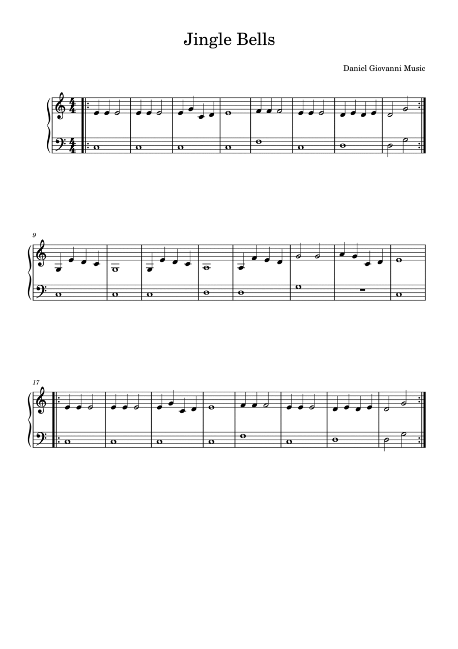 Jingle Bells Jingle Bells Easy Piano scores gallery preview page 1