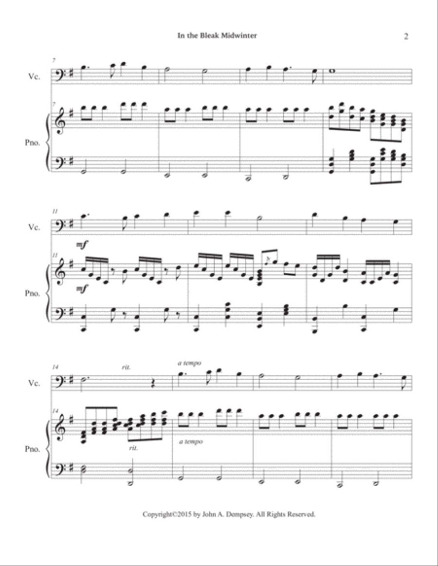 In the Bleak Midwinter (Cello and Piano) Piano scores gallery preview page 6