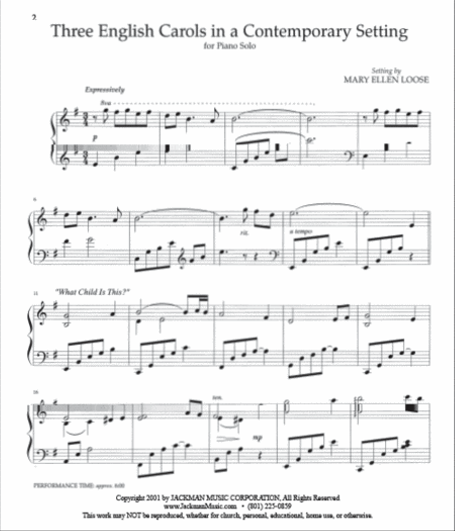 Three English Carols in a Contemporary Setting - Piano Solo Piano Solo scores gallery preview page 2