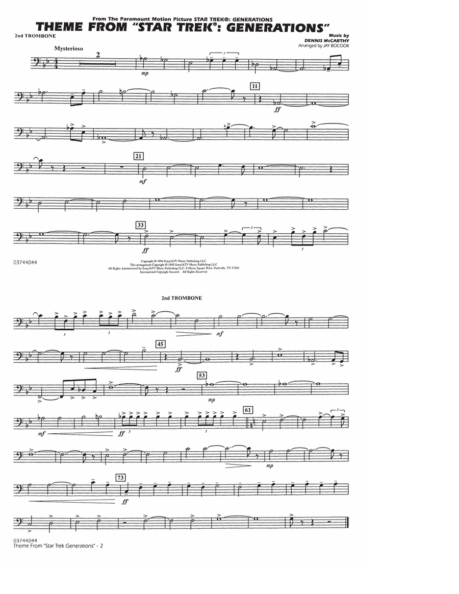 Theme from Star Trek: Generations - 2nd Trombone Marching Band scores gallery preview page 1