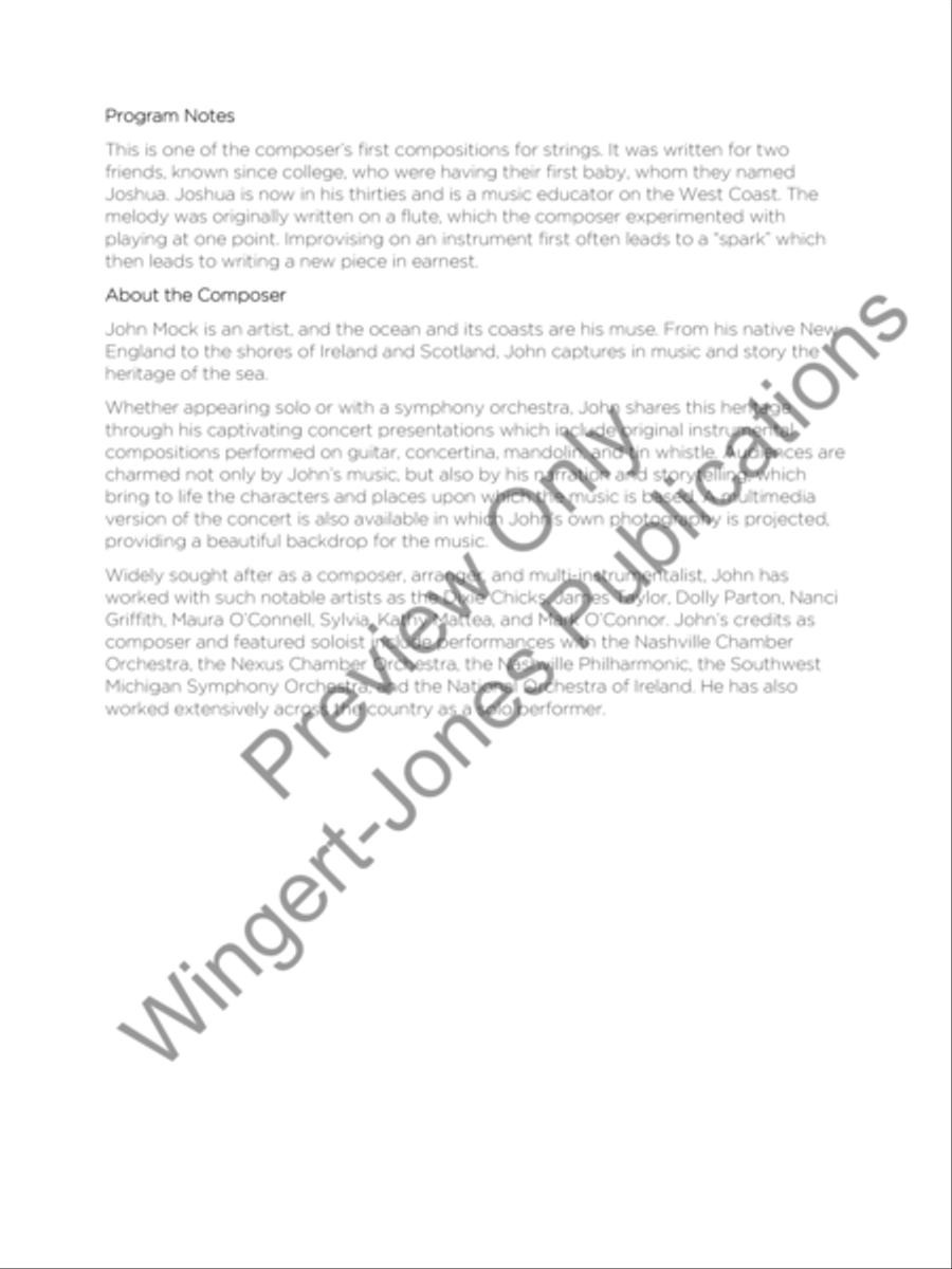 Joshua's Lullaby (Score) String Orchestra scores gallery preview page 3