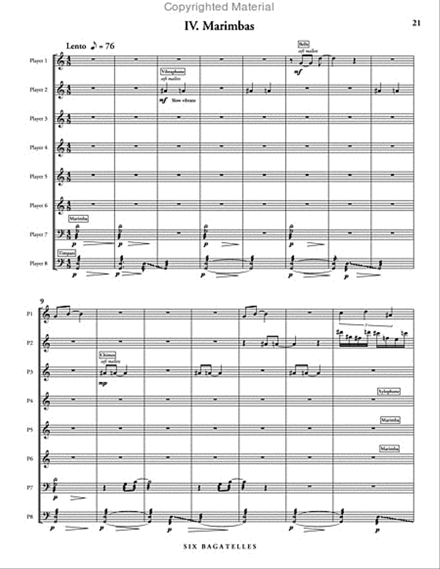 Six Bagatelles (score & parts) Percussion Ensemble scores gallery preview page 8