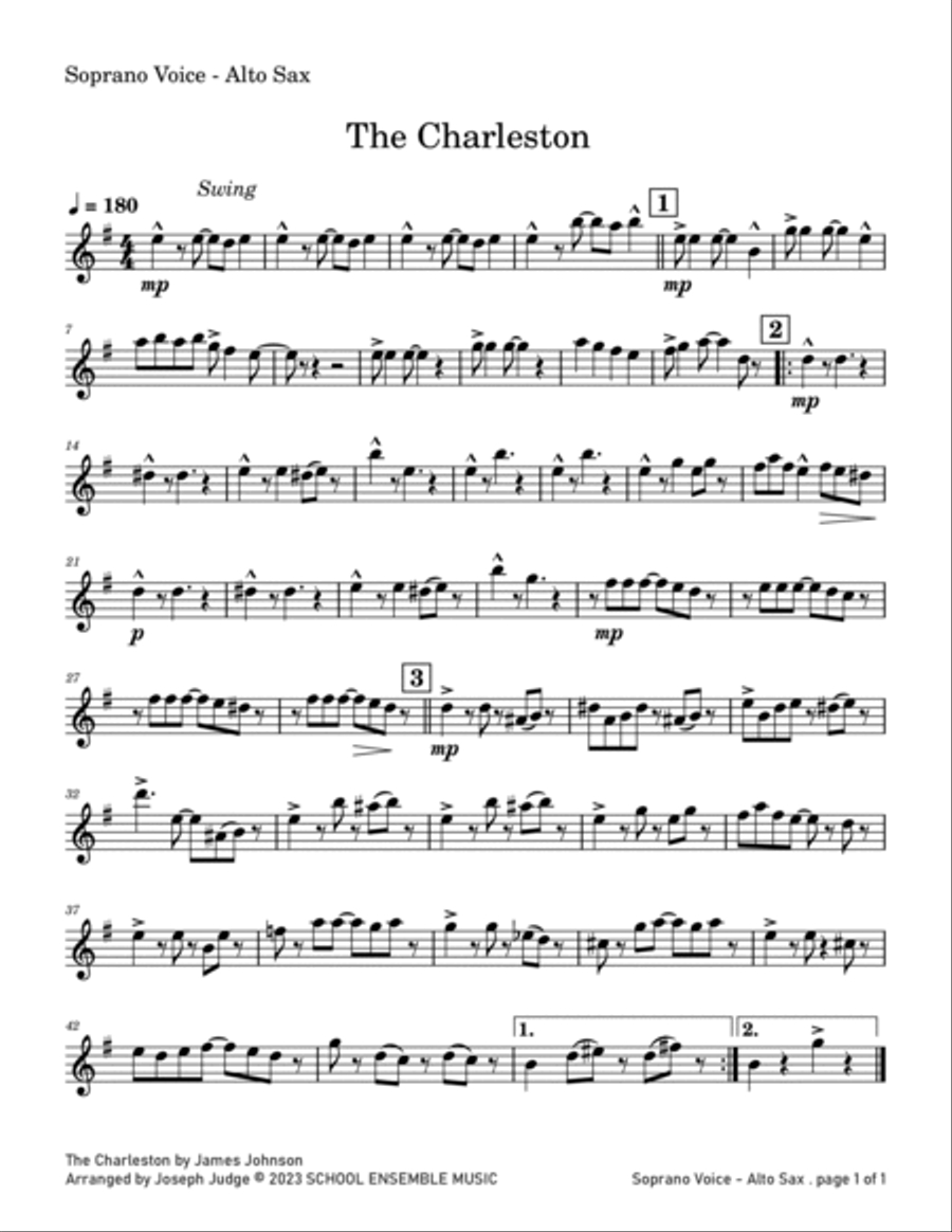 The Charleston by Johnson for Saxophone Quartet in Schools Saxophone Quartet scores gallery preview page 5